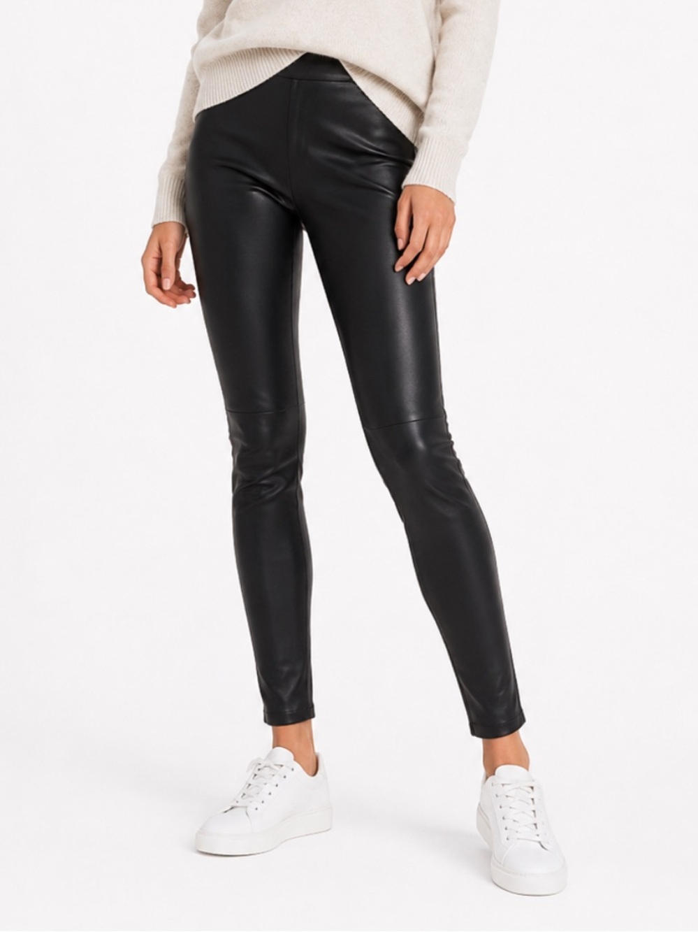 Theory Women’s Stretch Lambskin Leather Leggings Pants - Black - Size 6
